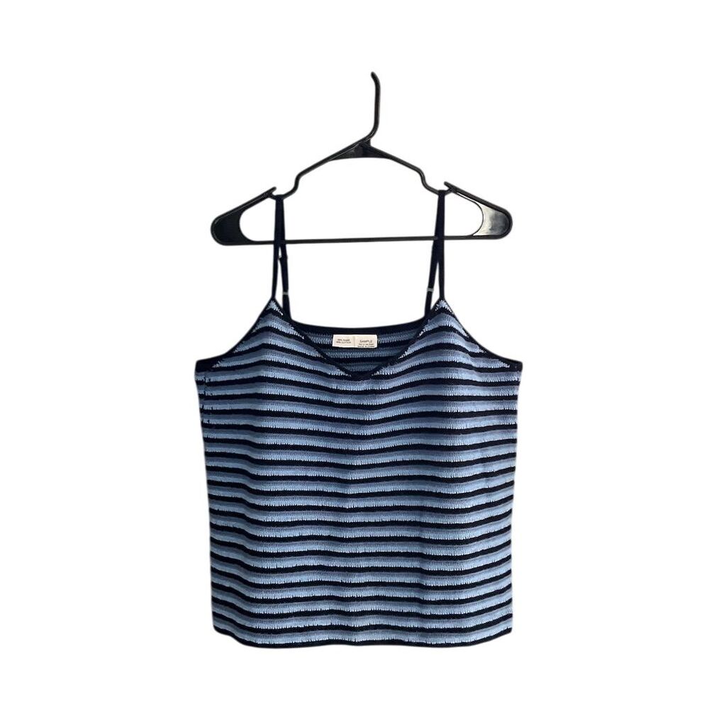 Women's Striped Spaghetti Strap Camisole Tank Top Blue Size XL Y2K
